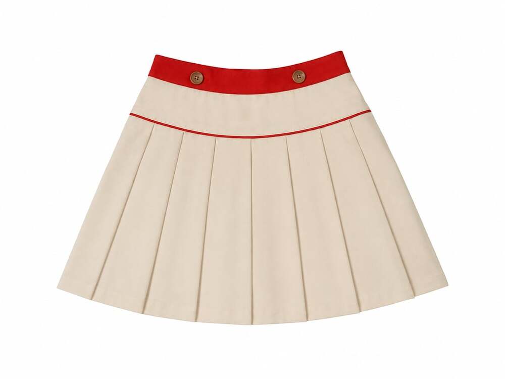Maeve by Anthropologie Cream and Red Pleated Tennis Mini Skirt Size 2